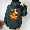 Mardi Gras Rubber Duck New Orlean Carnival Festival Women Oversized Hoodie Back Print Navy Blue