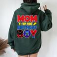 Mom Of The Birthday Boy Matching Spider Family Birthday Women Oversized Hoodie Back Print Navy Blue