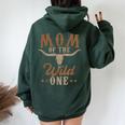 Mom Of The Wild One Cowboy Western Rodeo Party Matching Women Oversized Hoodie Back Print Navy Blue