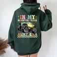 In My Monster Trucks Aunt Era Groovy Family Matching Women Oversized Hoodie Back Print Navy Blue