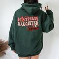 Mother Daughter Squad Matching Mom Groovy Women Oversized Hoodie Back Print Navy Blue
