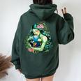 Mother Earth Hugging Planet Cool Earth Day Save Our Planet Women Oversized Hoodie Back Print Navy Blue