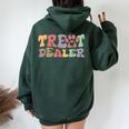 Retro Groovy Treat Dealer Dogs Owner Treats Pet Dog Lover Women Oversized Hoodie Back Print Navy Blue