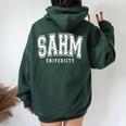 Sahm University Cool Mama Life Stay At Home Mom Women Oversized Hoodie Back Print Navy Blue