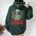 Skeleton Coffee Is My Valentine Valentines Day Women Women Oversized Hoodie Back Print Navy Blue