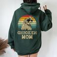Vintage Chicken Mom Chicken Lovers Mommy Mother's Day Women Oversized Hoodie Back Print Navy Blue
