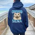 Certified Sigma Cat Meme Humorous Joke Sarcastic Women Oversized Hoodie Back Print Forest