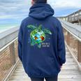 Earth Day Is Every Day Sea Turtle Animal Saving Earth Women Oversized Hoodie Back Print Forest