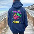 Its Mardi Gras Yall With Flamingo For New Orleans Carnival Women Oversized Hoodie Back Print Forest