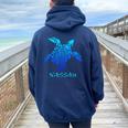 Nassau Bahamas Vintage Retro Tribal Sea Turtle Vacation Women Oversized Hoodie Back Print Forest