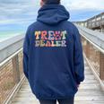 Retro Groovy Treat Dealer Dogs Owner Treats Pet Dog Lover Women Oversized Hoodie Back Print Forest
