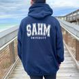 Sahm University Cool Mama Life Stay At Home Mom Women Oversized Hoodie Back Print Forest