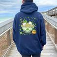 St Patrick's Day Irish Ramen Cats Cute Anime Girls Women Oversized Hoodie Back Print Forest
