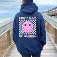 100Th Day Of School Vibes Cute Groovy 100 Days Of School Kid Women Oversized Hoodie Back Print Navy Blue