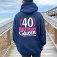 40 Años 40 Cumpleaños Birthday Queen 40 Women Oversized Hoodie Back Print Navy Blue