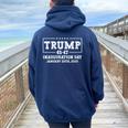 47 President Donald Trump Inauguration Day 2025 Memorabilia Women Oversized Hoodie Back Print Navy Blue