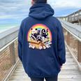 Adopt A Street Cat Opossum Raccoon Skunk Vintage Women Oversized Hoodie Back Print Navy Blue