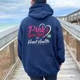 Aka Pink Goes Red Heart Health Awareness Costume For Women Women Oversized Hoodie Back Print Navy Blue