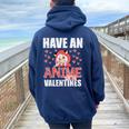 Have An Anime Zing Valentines Day Kawaii Otaku Kid Women Oversized Hoodie Back Print Navy Blue