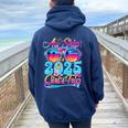 Aw Ship It's A 2025 Girls Trip Matching Cruise Trip Women Women Oversized Hoodie Back Print Navy Blue