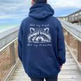 Baby Raccoon Women's Oversized Hoodie | Cute Back Print Navy Blue