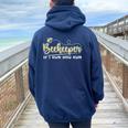 Beekeeper If I Run You Run Cute Honey Bee And Kids Women Oversized Hoodie Back Print Navy Blue