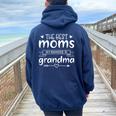 The Best Moms Get Promoted To Grandma Mom Women Oversized Hoodie Back Print Navy Blue