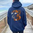 Boxer Dog Sunglasses Dog Mom Dad Women Oversized Hoodie Back Print Navy Blue
