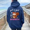 Camisa De Ardilla Para Niñas Just A Girl Who Loves Squirrels Women Oversized Hoodie Back Print Navy Blue
