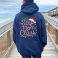 Candy Canes Step Mom Claus Santa Hat Christmas Womens Women Oversized Hoodie Back Print Navy Blue