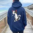 Cat Lovers Kitty Dueño Niñas Niños Es Women Oversized Hoodie Back Print Navy Blue