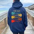 Chicago Concert Rock Music Festival Guitarras Illinois Band Il Cuello Women Oversized Hoodie Back Print Navy Blue