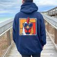 Chicken Vintage Rooster Farmer Chickens Fathers Day Women Oversized Hoodie Back Print Navy Blue