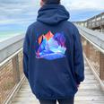 Conception De Paysage De Randonnée Montagne Arc-En-Ciel Sweat à capuche oversize pour femme avec imprimé dans le dos Navy Blue