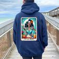 Cool Mama Club Tarot Card Skeleton Halloween Women Oversized Hoodie Back Print Navy Blue