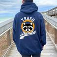 Cute Cartoon Trash Panda Raccoon Back Print Women's Hoodie Navy Blue