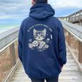 Cute Cat Rage Consumes Me Sarcastic Kitten Flower Women Oversized Hoodie Back Print Navy Blue