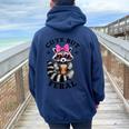 Cute Feral Raccoon Women's Oversized Hoodie - Colorful Back Print Navy Blue