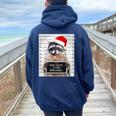 Dear Santa I Can Explain Christmas Raccoon Women Oversized Hoodie Back Print Navy Blue