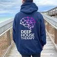 Deep House Therapy House Musique House Tech House Dj Edm Sweat à capuche oversize pour femme avec imprimé dans le dos Navy Blue