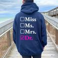 Divertido Regalo Nuevo Doctor Miss Ms Mrs Dr Cuello Women Oversized Hoodie Back Print Navy Blue