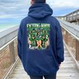 Exciting Whites Apparel Eagles Women Oversized Hoodie Back Print Navy Blue