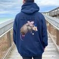 Fairy Godpossum Raccoon Women's Oversized Hoodie - Back Print Fun Navy Blue