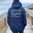 Favorite Child Definition Mom And Dad Middle Child Women Oversized Hoodie Back Print Navy Blue
