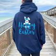 Felices Pascuas Es Niños Conejito De Pascua Women Oversized Hoodie Back Print Navy Blue