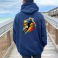 Fresco Jugador De Rugby Chicas Gráfico Rugby Women Oversized Hoodie Back Print Navy Blue