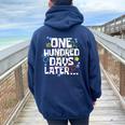 100 Days Of School Matching Studen And Teacher Women Oversized Hoodie Back Print Navy Blue
