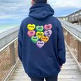 Candy Heart Anti Valentine's Day Sarcastic Love Joke Women Oversized Hoodie Back Print Navy Blue