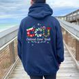 Ccu Nurse Christmas Critical Care Unit Xmas Girl Nurse Women Oversized Hoodie Back Print Navy Blue