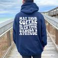 Dance Mom Life Coffee Saying Dancing Squad Women Oversized Hoodie Back Print Navy Blue